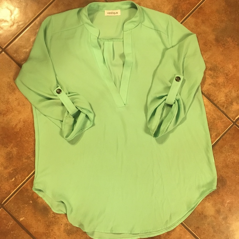 Sea foam Green Vestique Blouse